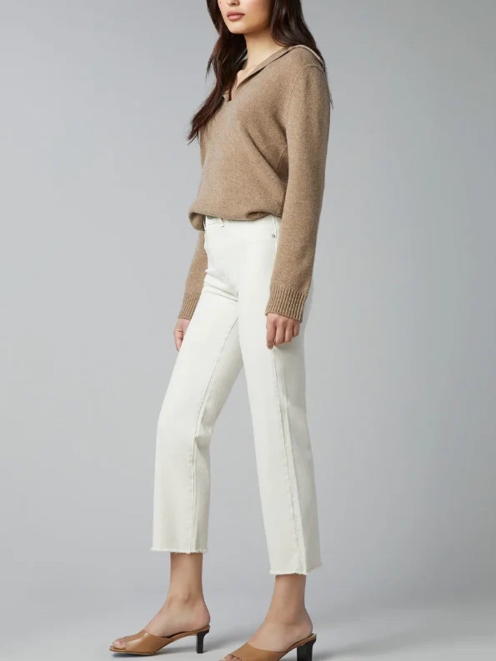 DL1961 Patti Ecru High Rise Straight Crop Jeans Size 26